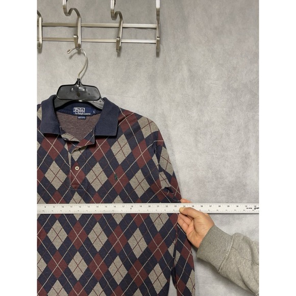 VTG Polo Ralph Lauren Polo Shirt Men L Argyle Golf Rhombus AOP Geometric USA 90s - Picture 3 of 7